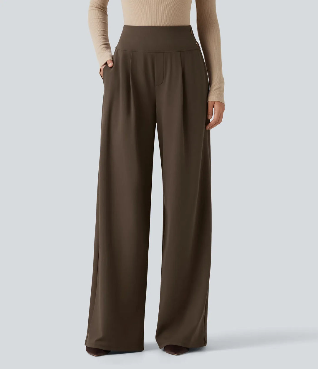 Halara Flex High Waisted Wide Leg Work Trousers with Pockets