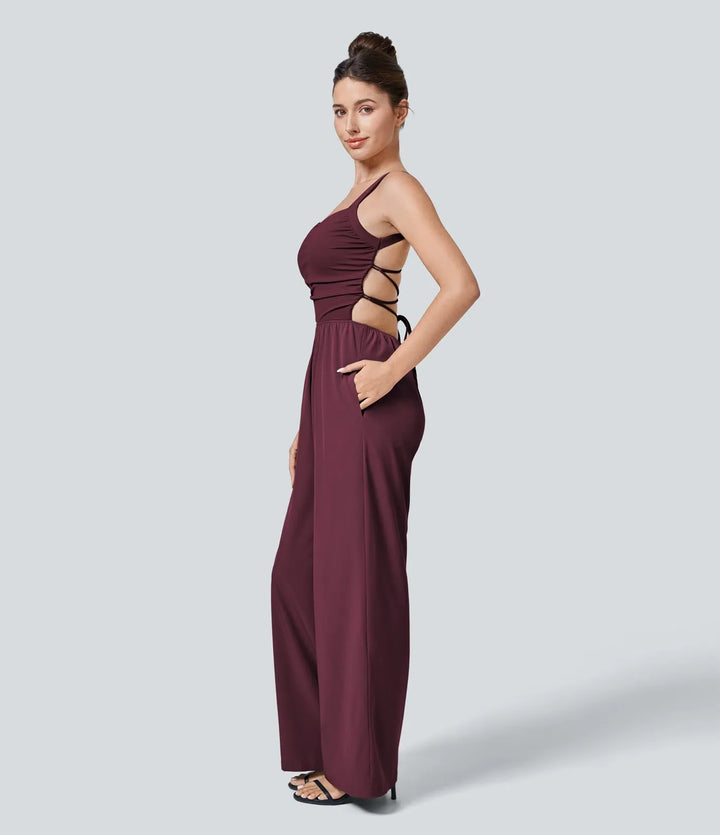 Breezeful Lace Up Pocket Quick Dry Casual Jumpsuit