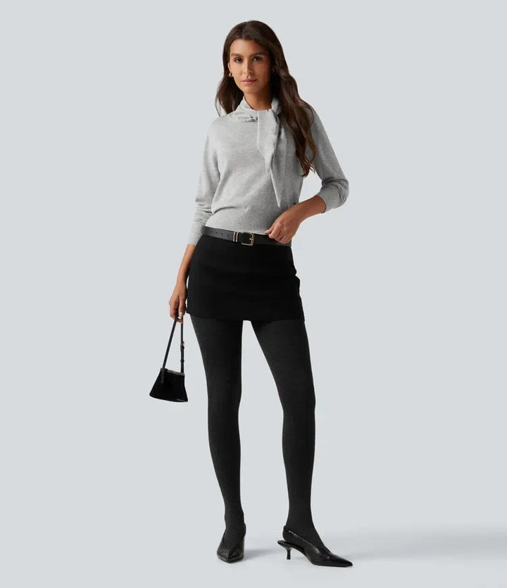 Scarf Tie Long Sleeve Casual Jumper