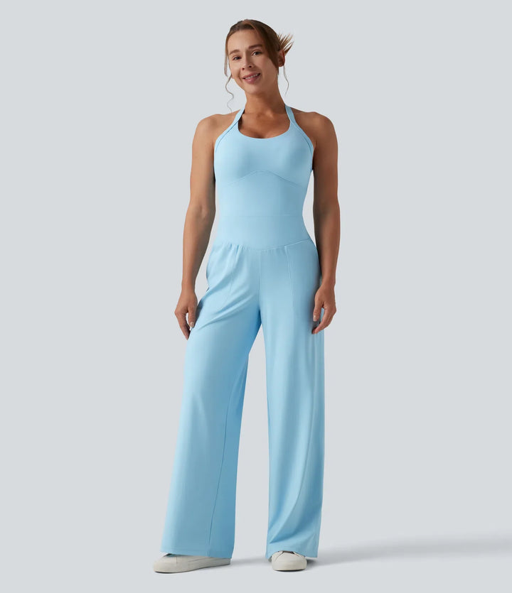 SoftlyZero Airy Halter InstantCool Casual Jumpsuit with Pockets-Easy Peezy Edition