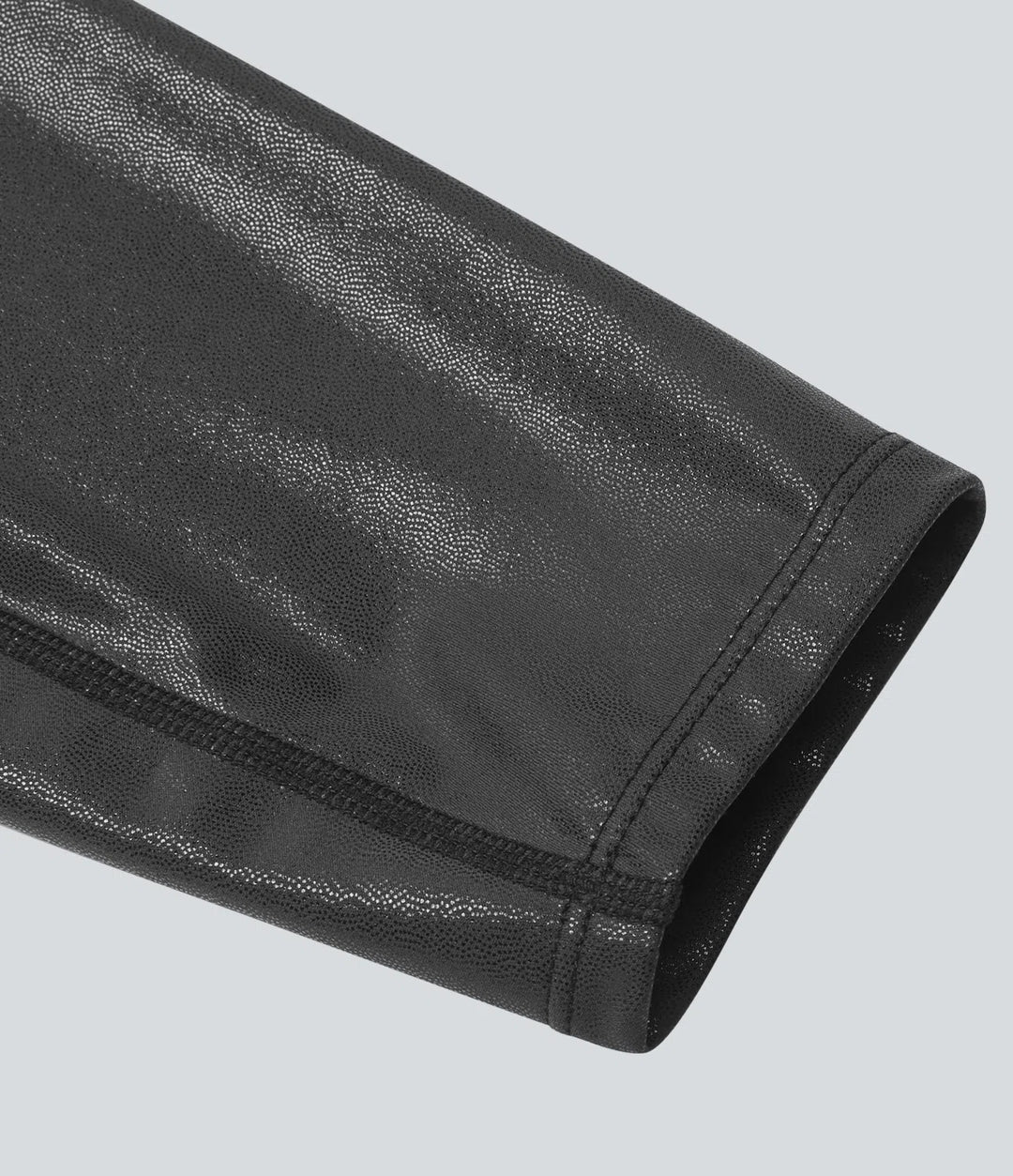 Softlyzero Faux Leather Crossover Back Pocket Foil Print Stretchy Casual Trousers