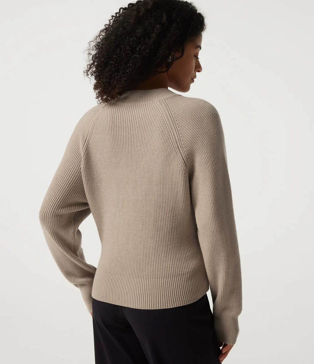 Ribbed Knit V Neck Long Sleeve Work Jumper
