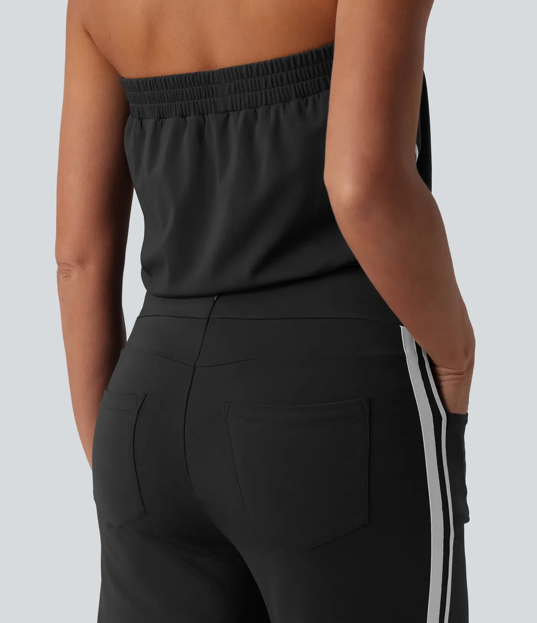 SoftlyZero QuickDry Tube Side Stripes Casual Jumpsuit with Pockets-Easy Peezy