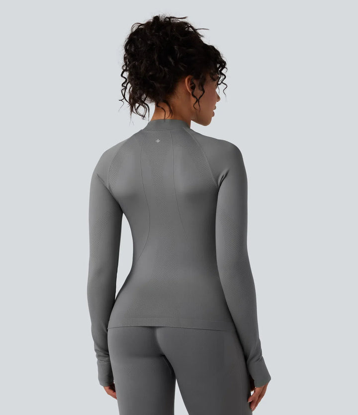 Seamless Flow Zipper Long Sleeve Thumb Hole Yoga Jacket
