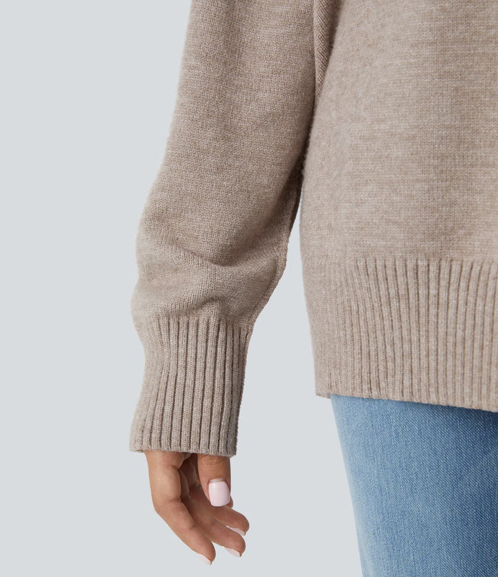 Round Neck Dropped Shoulder Long Sleeve Casual Jumper