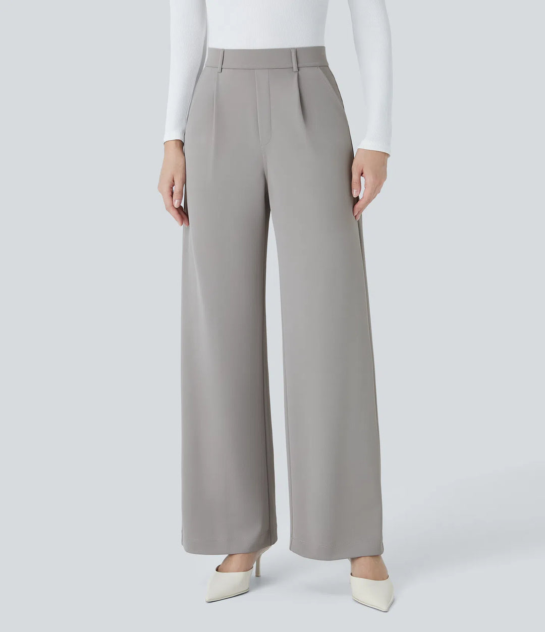 Halara Flex High Waisted Pocket Straight Leg Crepe Work Trousers