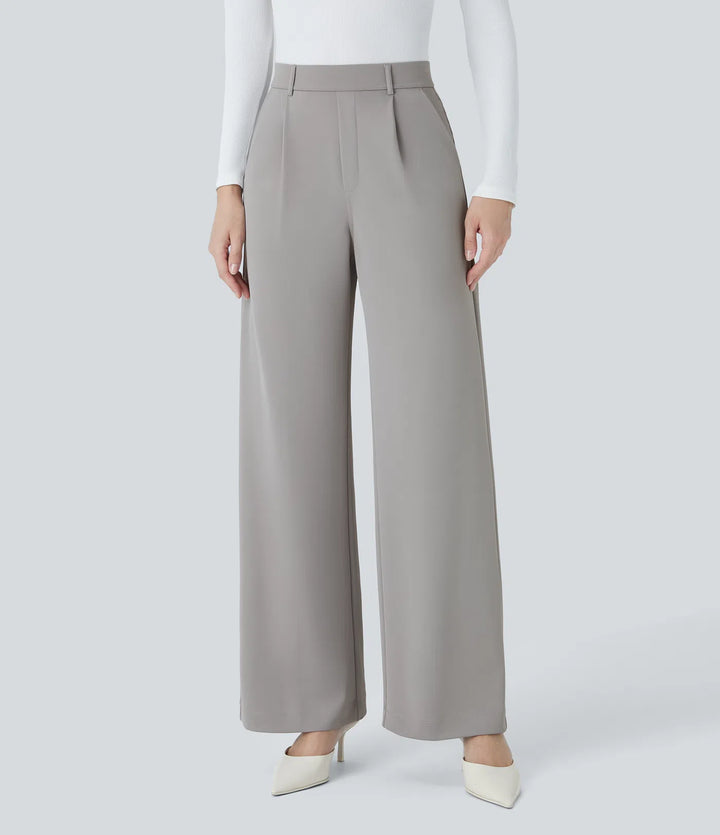 Halara Flex High Waisted Pocket Straight Leg Crepe Work Trousers
