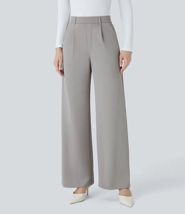 Halara Flex High Waisted Pocket Straight Leg Crepe Work Trousers