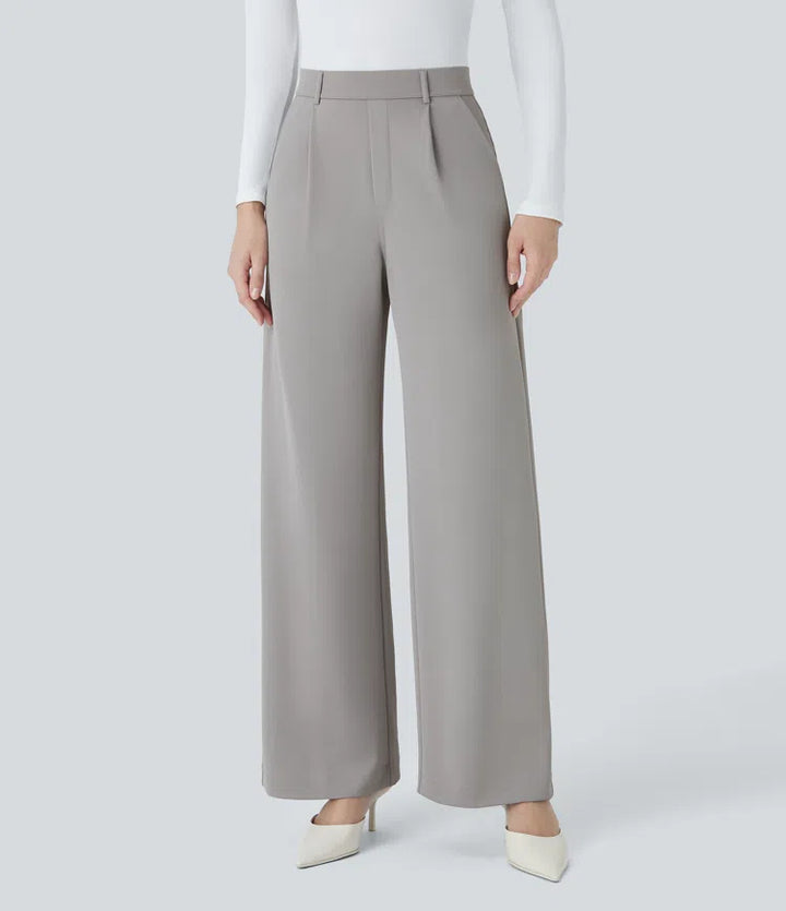 Halara Flex High Waisted Pocket Straight Leg Crepe Work Trousers