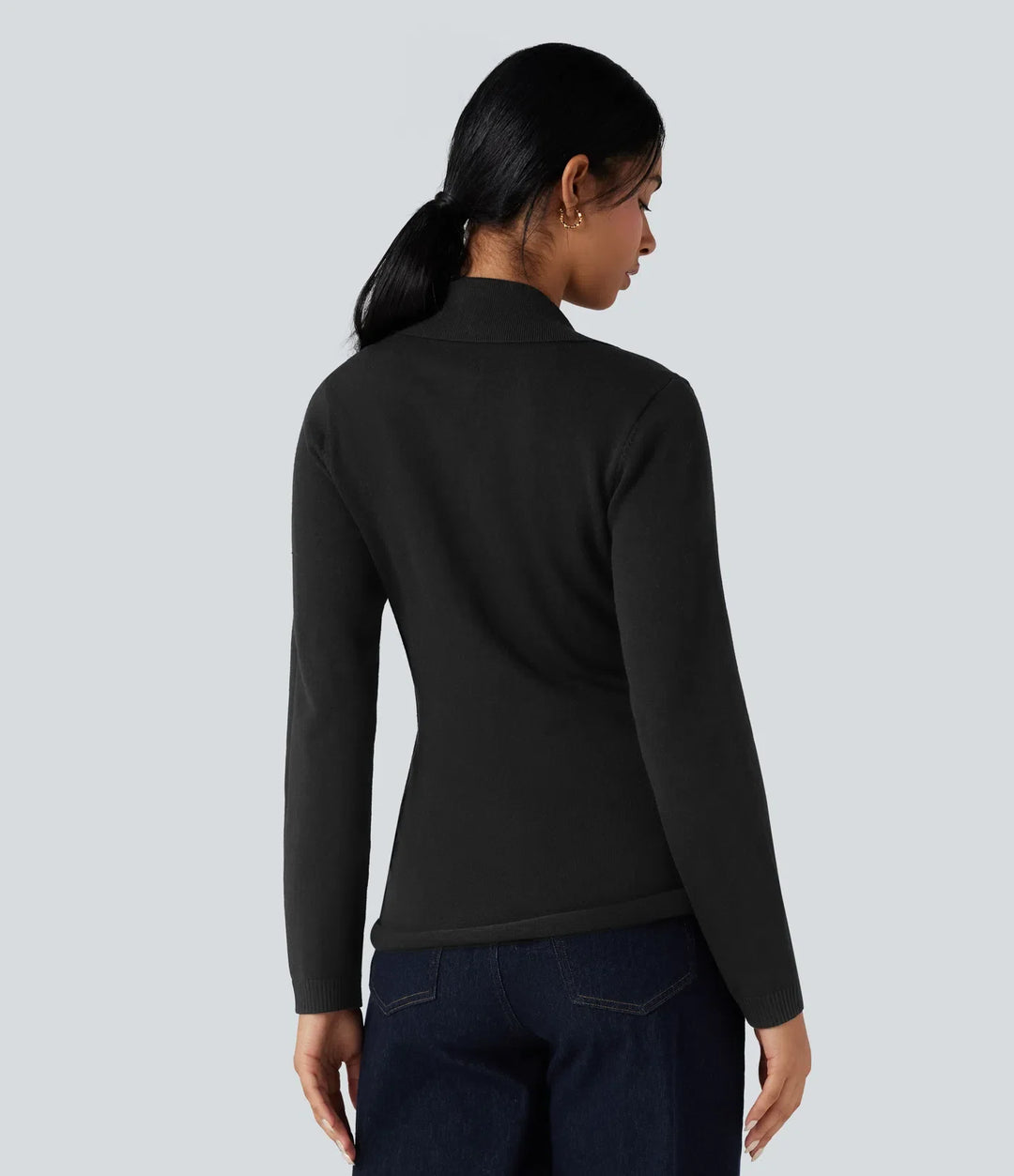 V-neck Long Sleeve Wrap Work Jumper