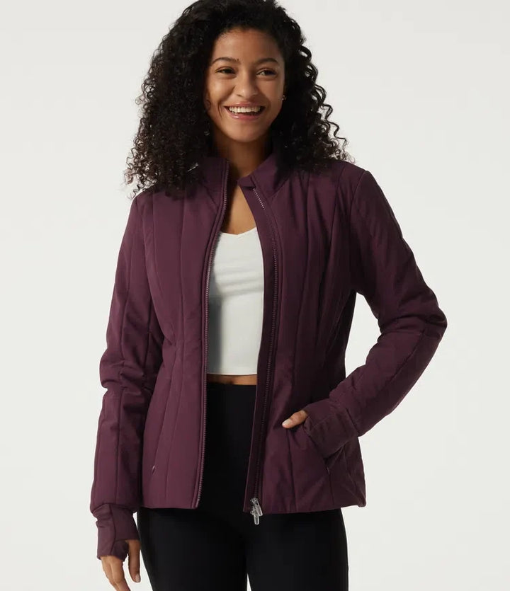 PuffFlex Wrinkle Recovery Mock Neck Slim Casual Padded Jacket with Pockets
