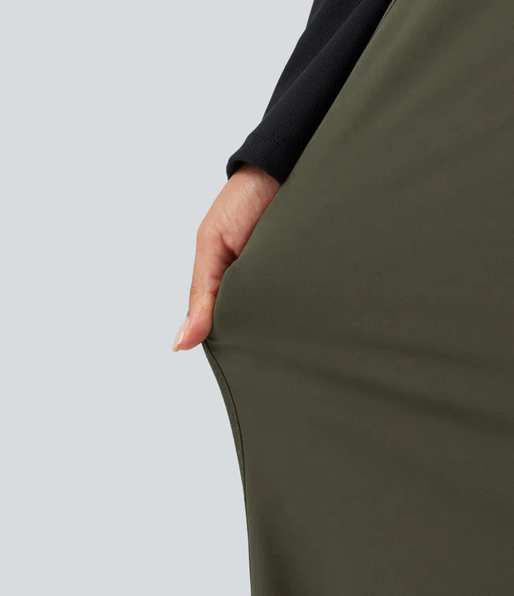 DayStretch High Waisted Wide Leg Casual Trousers with Pockets