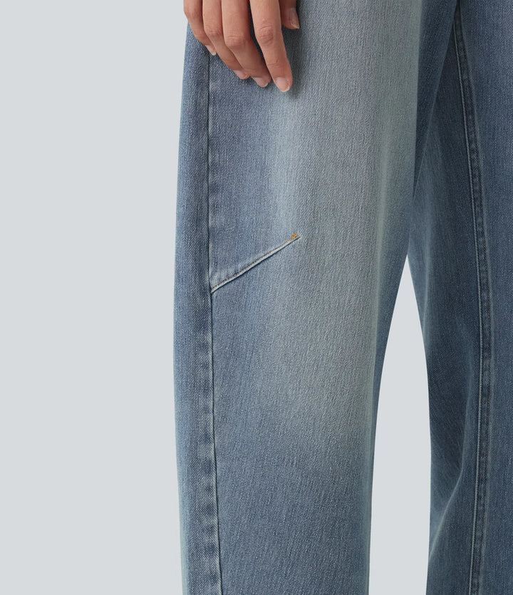Halara Flex High-waisted Casual Barrel Leg Jeans with Pockets