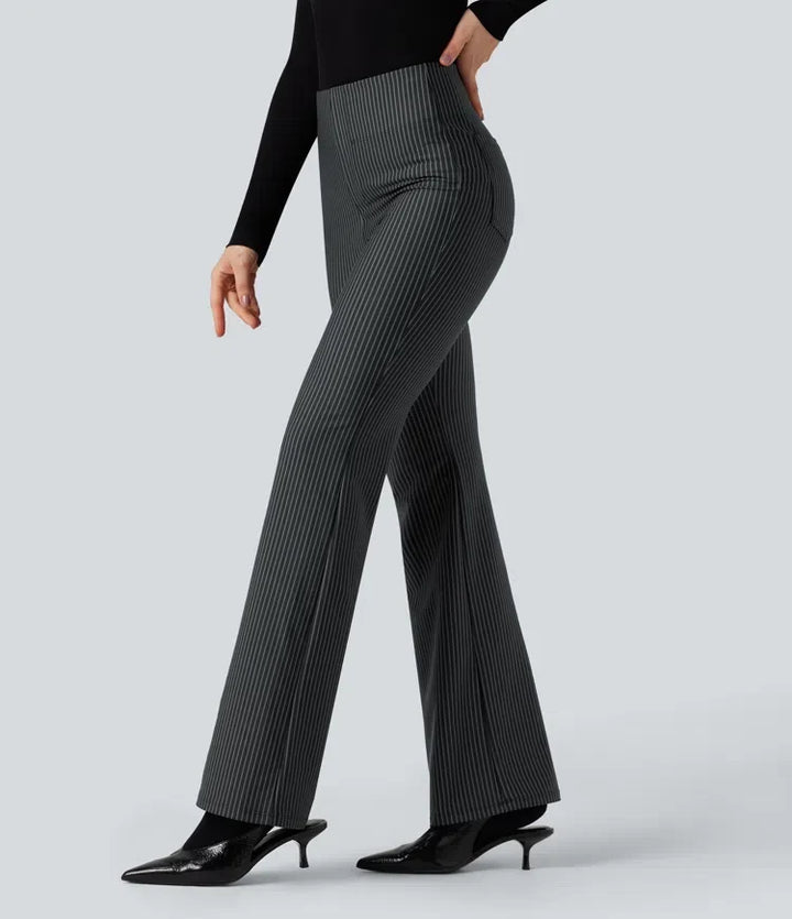 Halara Flex High Waisted Striped Work Flare Trousers with Pockets