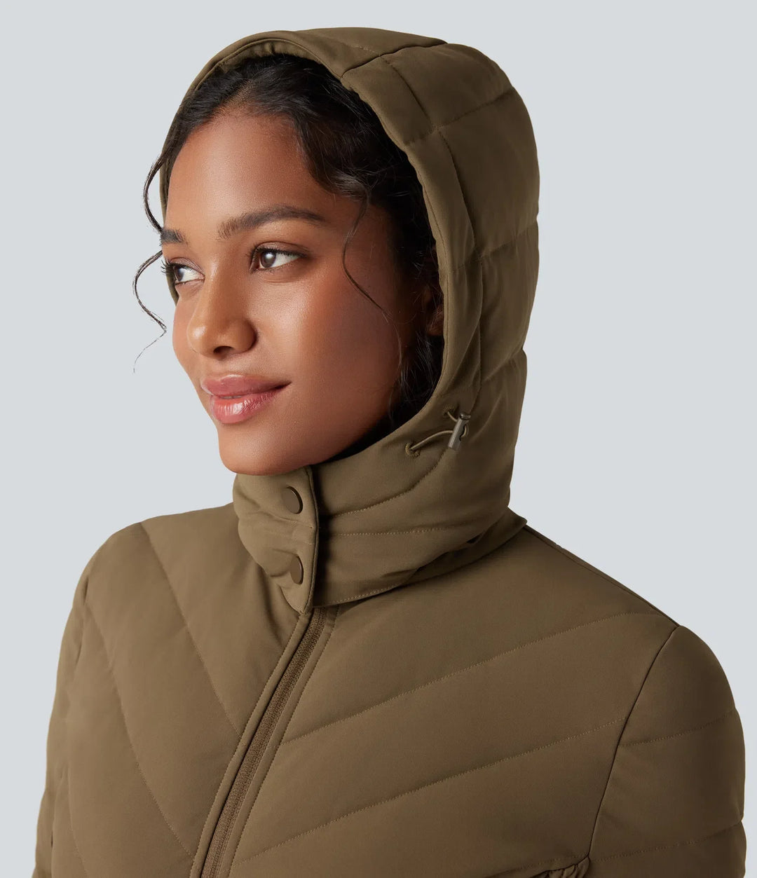 PuffFlex Removable Hood Shirred Casual Padded Jacket with Pockets