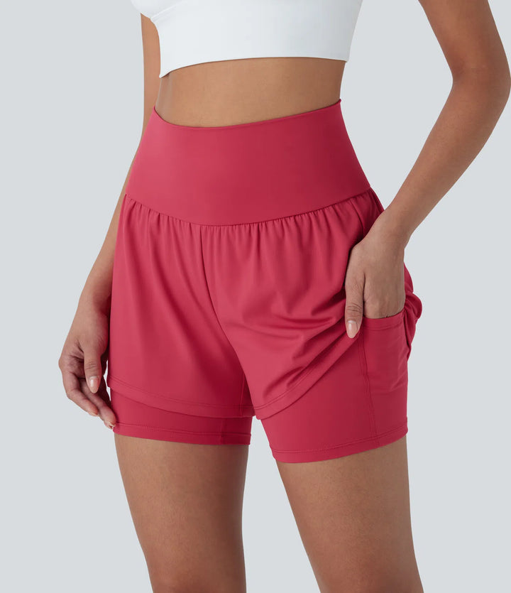 SoftlyZero Airy Super High Waisted 2-in-1 InstantCool Yoga Shorts 5&