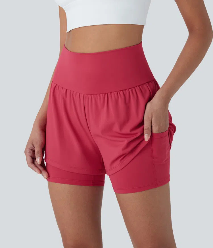 SoftlyZero Airy Super High Waisted 2-in-1 InstantCool Yoga Shorts 5&