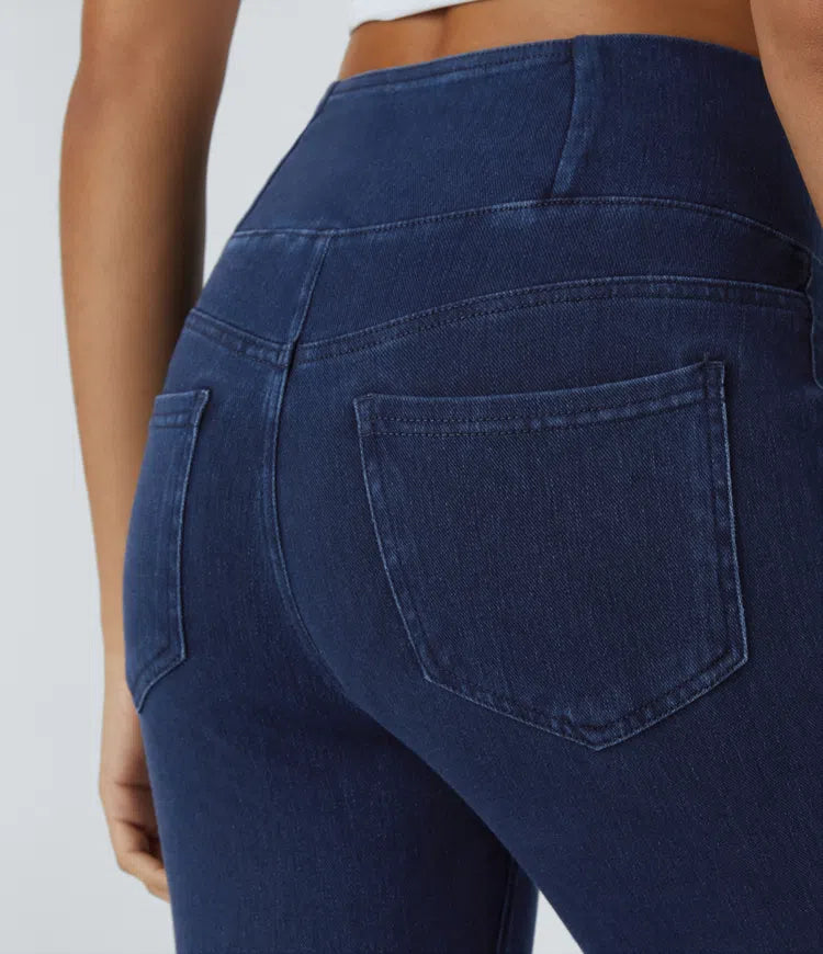 Halara Flex High Waisted Crossover Pockets Denim Work Leggings