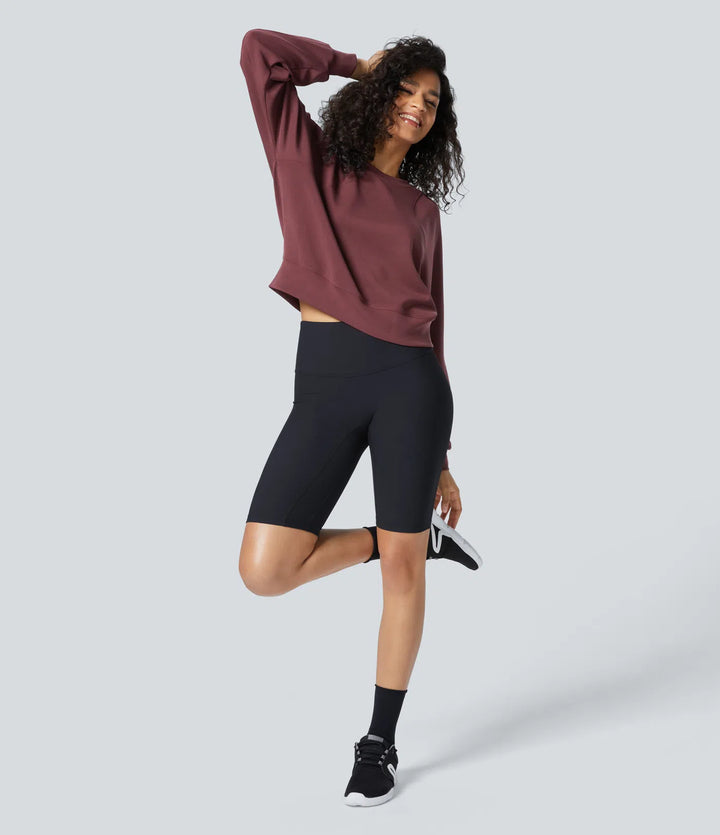 SpacerTek Round Neck Raglan Sleeve Solid Casual Sweatshirt