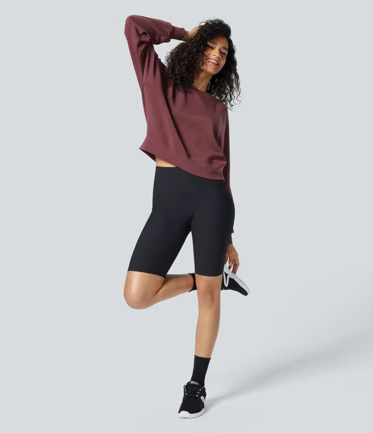 SpacerTek Round Neck Raglan Sleeve Solid Casual Sweatshirt