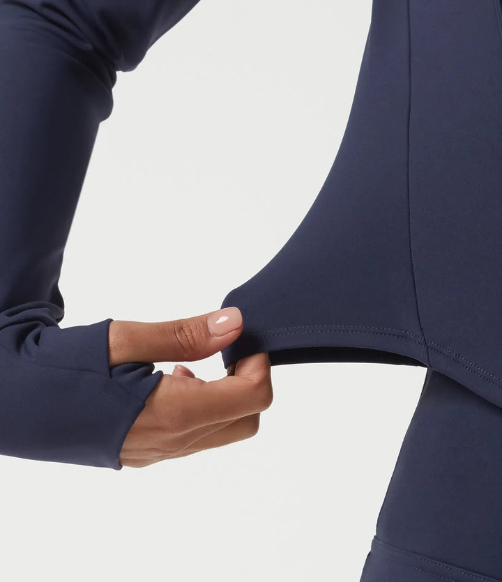 SoftlyZero Plush Thermal High Neck Yoga Jacket with Thumbholes