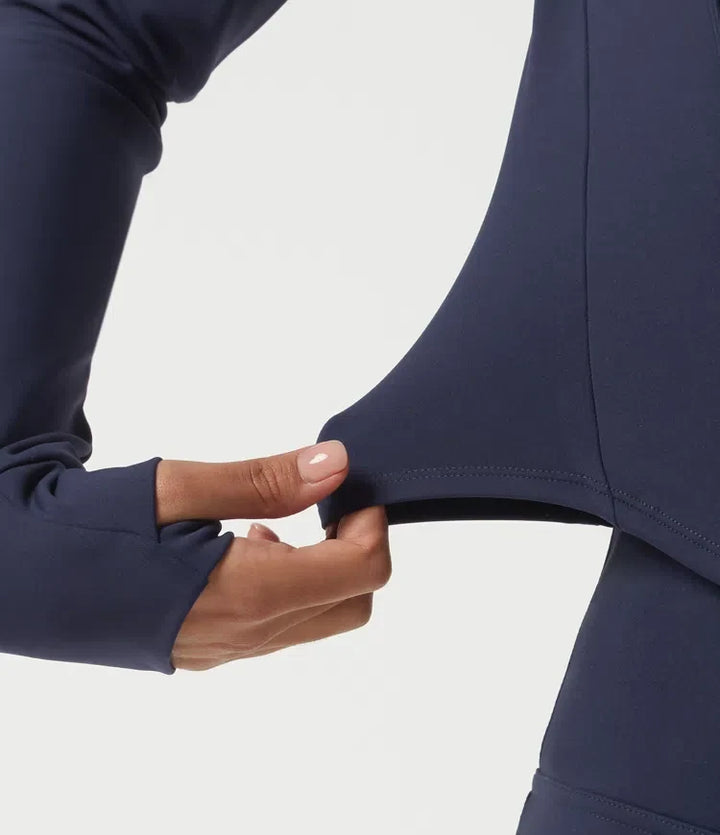 SoftlyZero Plush Thermal High Neck Yoga Jacket with Thumbholes
