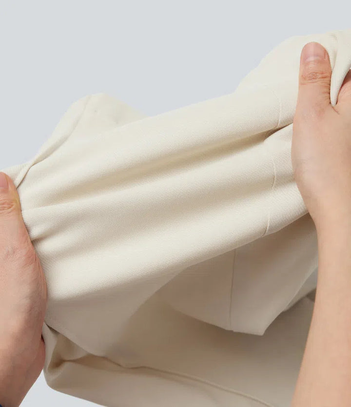 High Waisted Work Flare Trousers with Pockets
