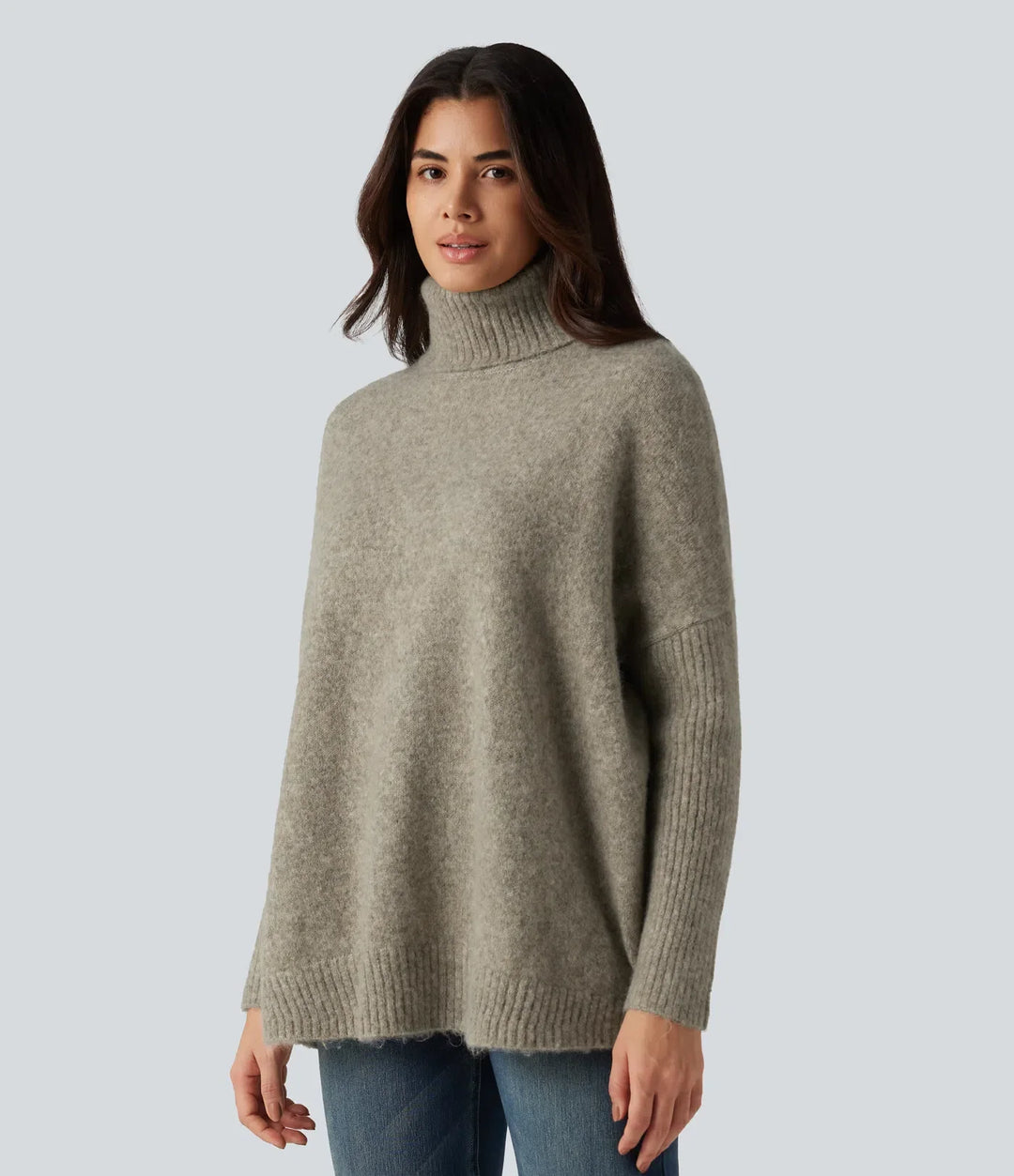 High Neck Long Sleeve Oversized Casual Jumper