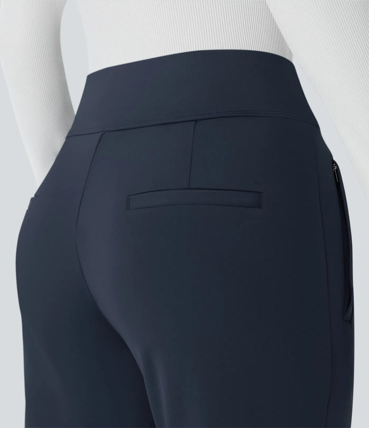 Halara Flex DayStretch Mid Rise Side Zipper Pocket Work Flared Trousers