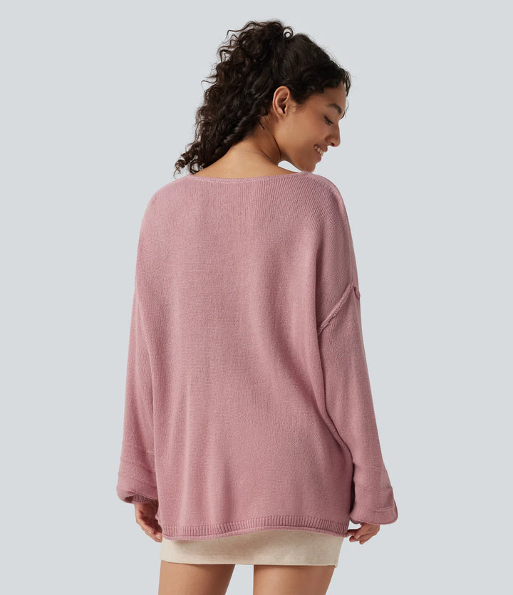 V Neck Long Sleeve Casual Jumper