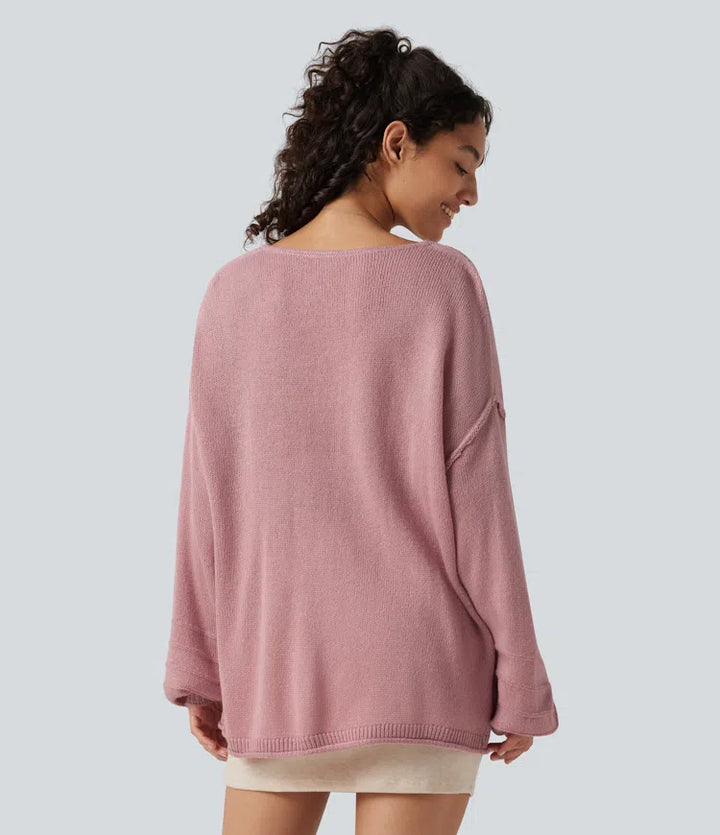 V Neck Long Sleeve Casual Jumper
