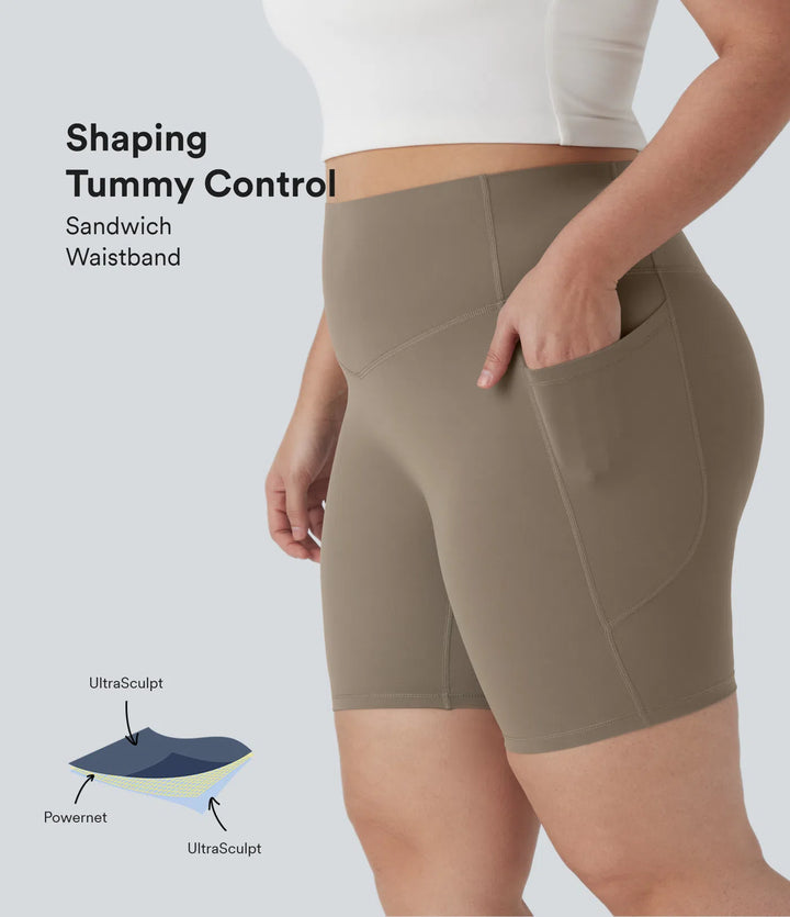 Halara UltraSculpt High Waisted Tummy Control Shaping Training Plus Size Biker Shorts 7&