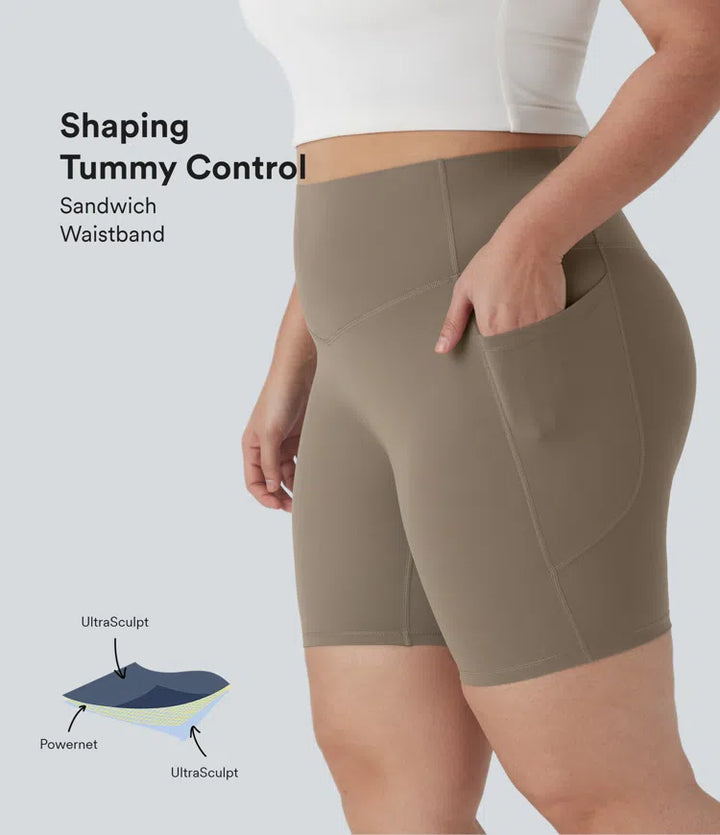 Halara UltraSculpt High Waisted Tummy Control Shaping Training Plus Size Biker Shorts 7&