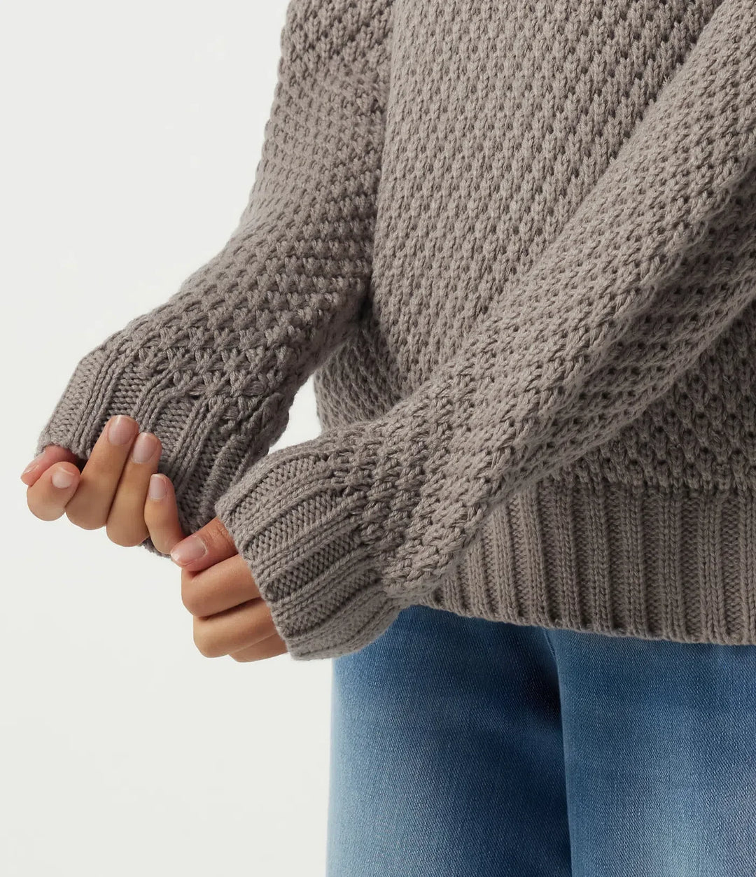 Round Neck Dropped Shoulder Long Sleeve Work Jumper