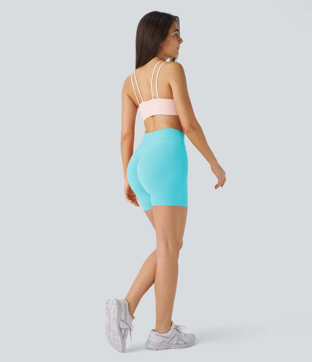 Softlyzero Plush High Waisted Crossover Ruched Yoga Shorts 5&
