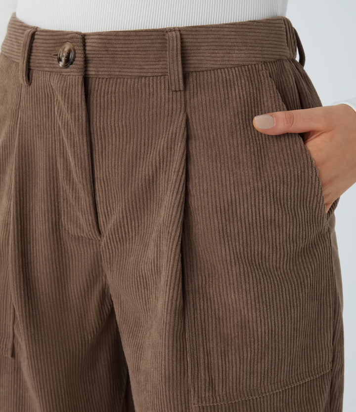 Mid Rise Zipper Pockets Corduroy Casual Joggers