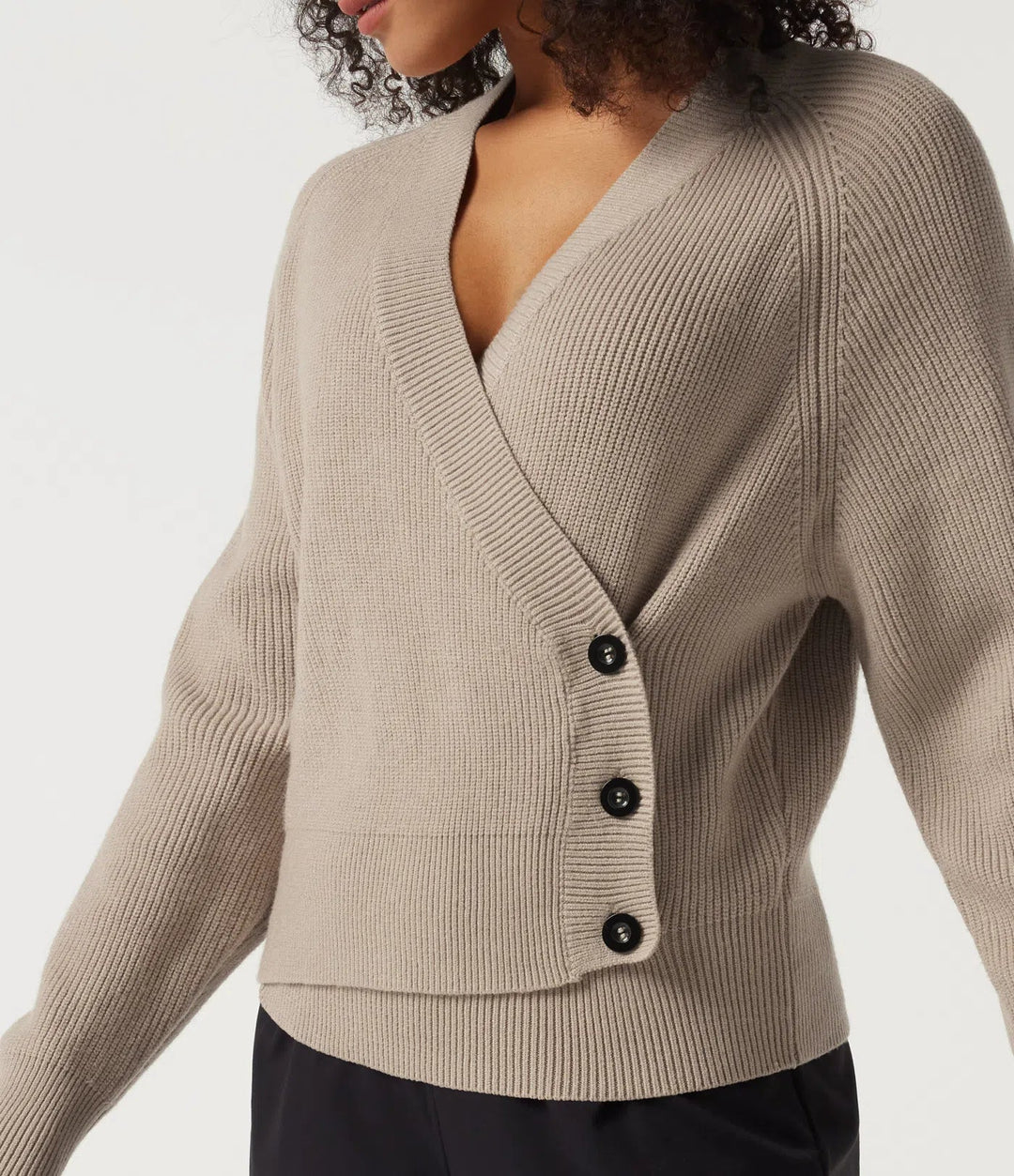 Ribbed Knit V Neck Long Sleeve Work Jumper