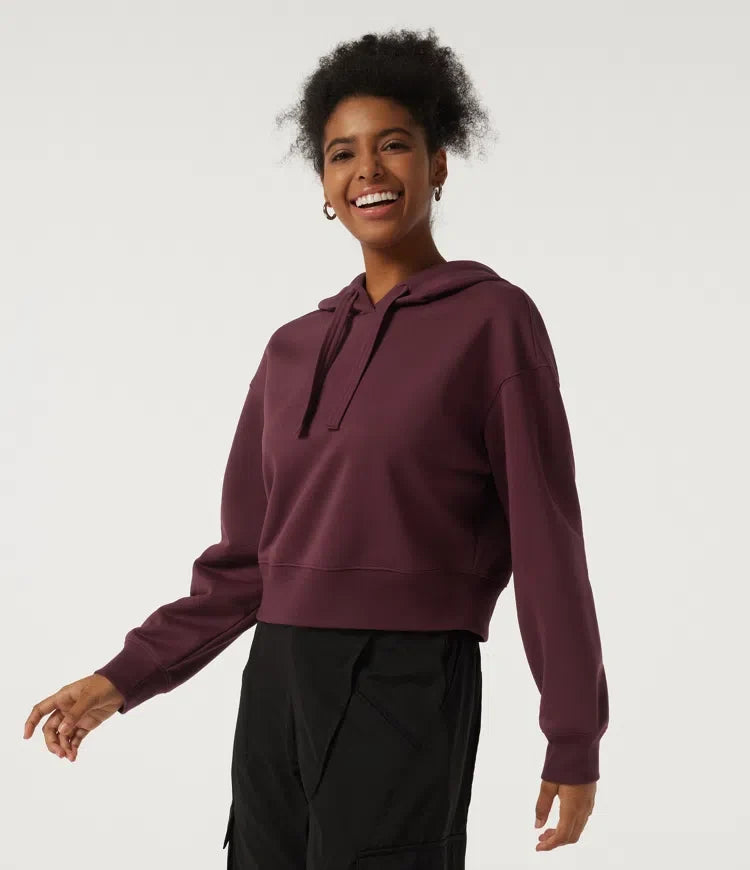Hooded Long Sleeve Fleece Yoga Sweatshirt