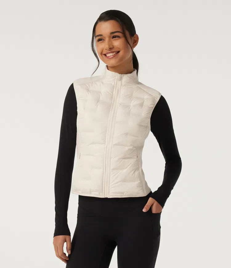 High Neck Sleeveless Quilted Casual Down Vest with Pockets