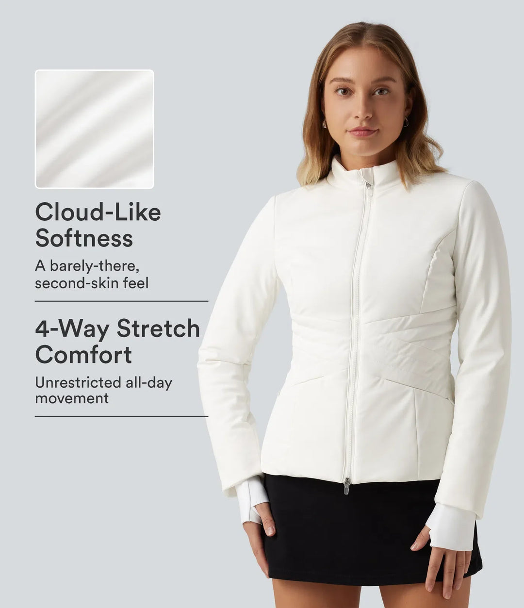 PuffFlex Long Sleeve Double Zipper Casual Padded Jacket with Pockets