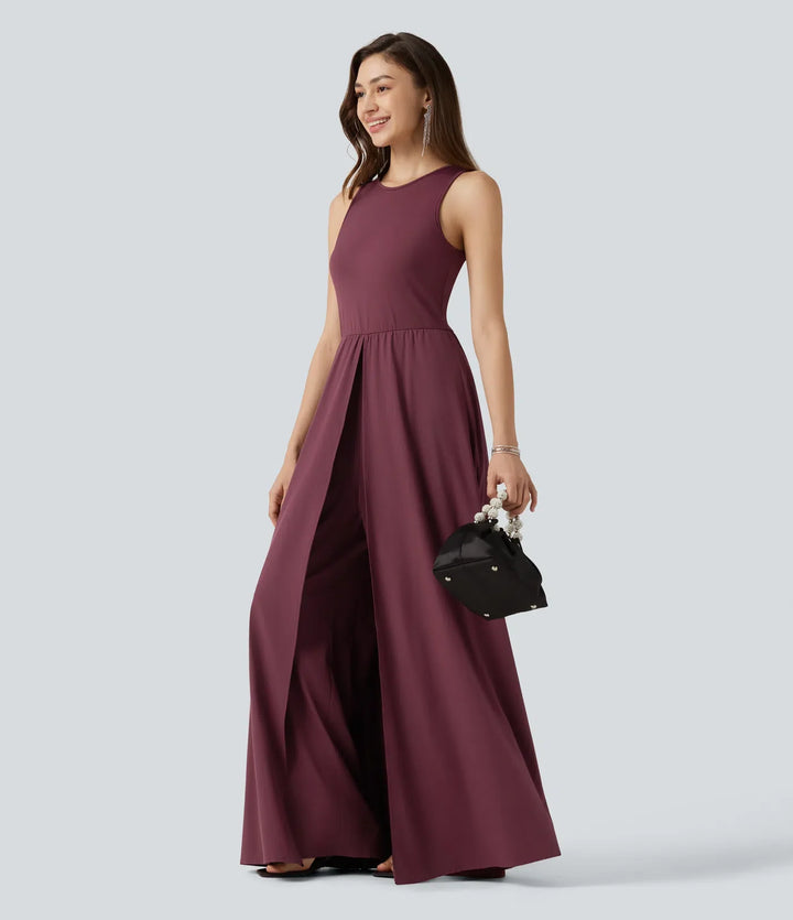 Breezeful Sleeveless Quick Dry Jumpsuit with Pockets-Easy Peezy Edition