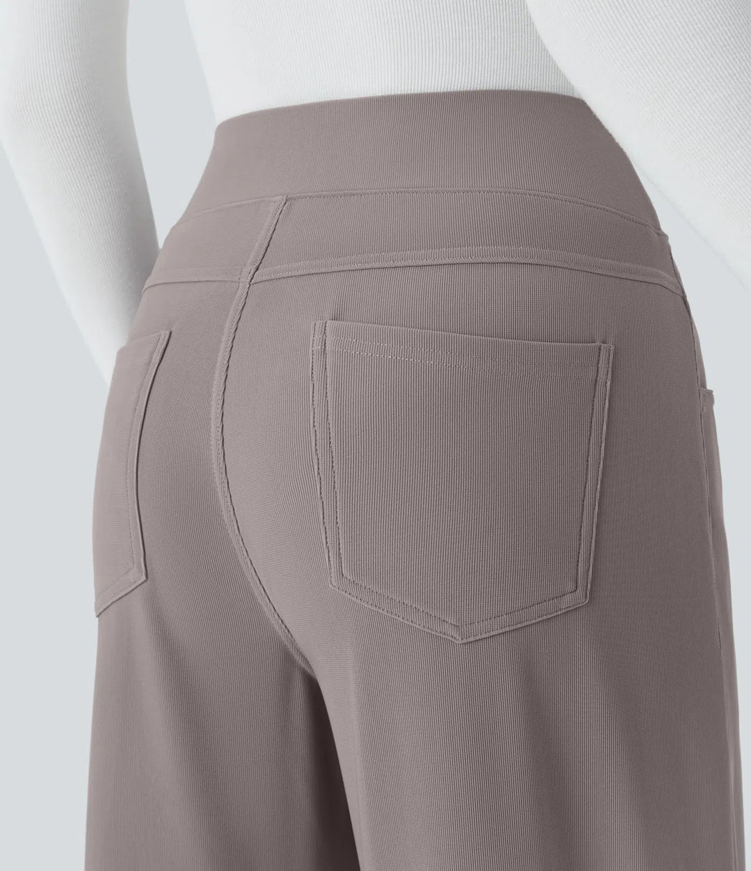 Halara Flex High Waisted Tummy Control Pockets Wide Leg Micro Waffle Work Trousers