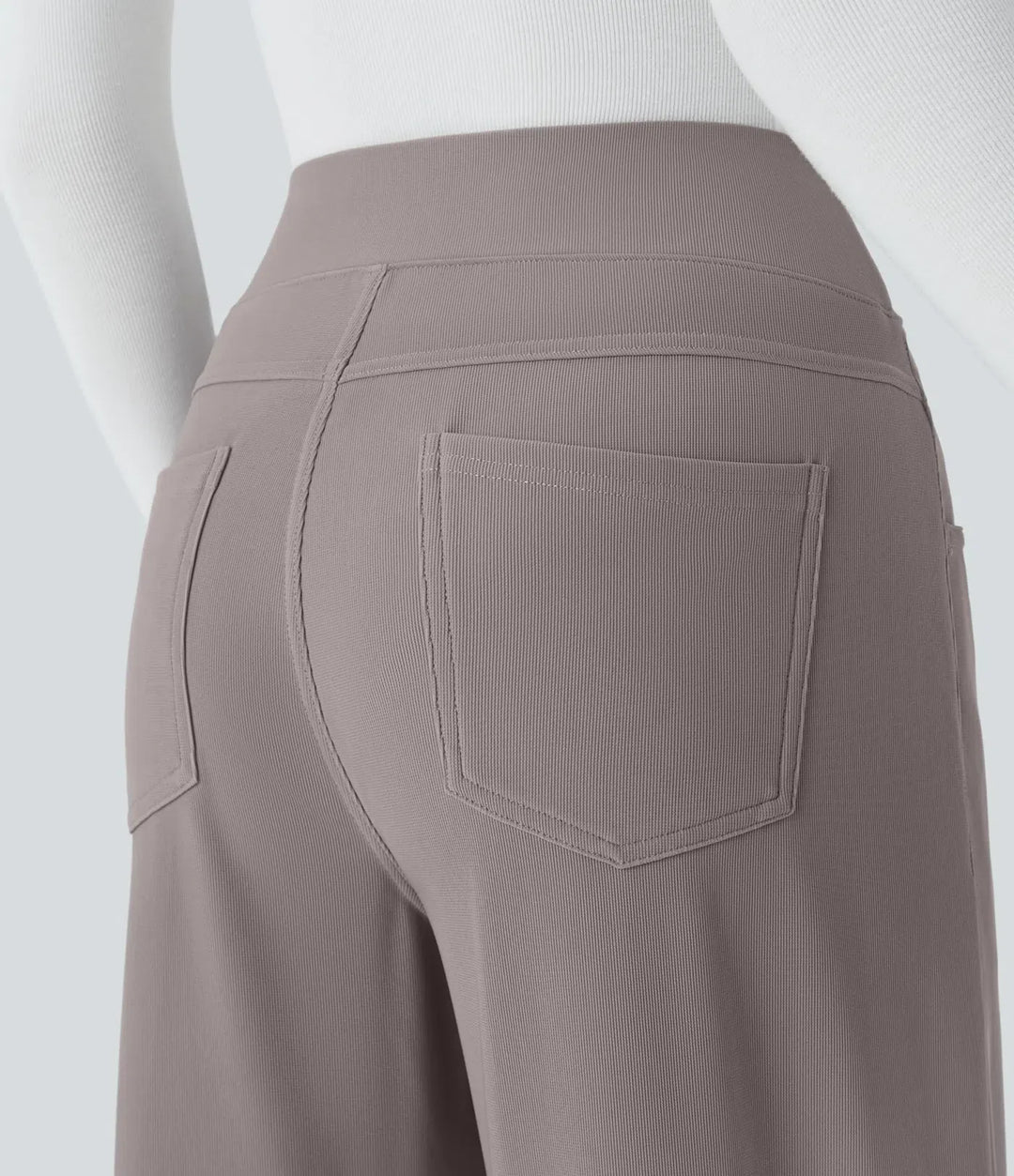 Halara Flex High Waisted Tummy Control Pockets Wide Leg Baggy Micro Waffle Work Trousers
