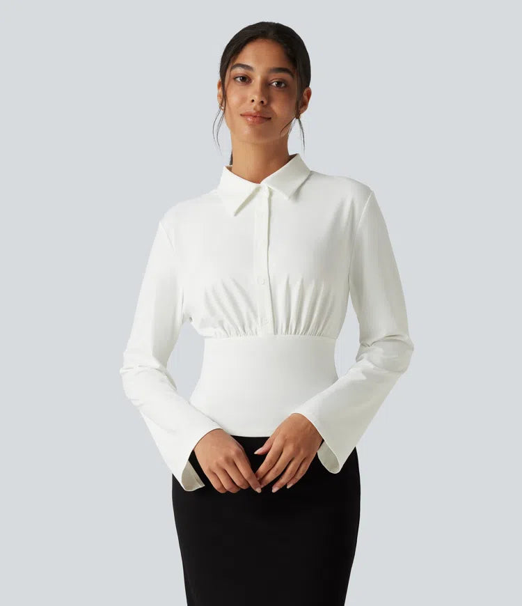 Flounce Long Sleeve Work Shirt