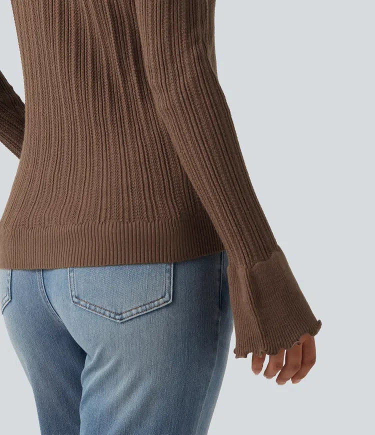 Square Neck Long Sleeve Casual Jumper