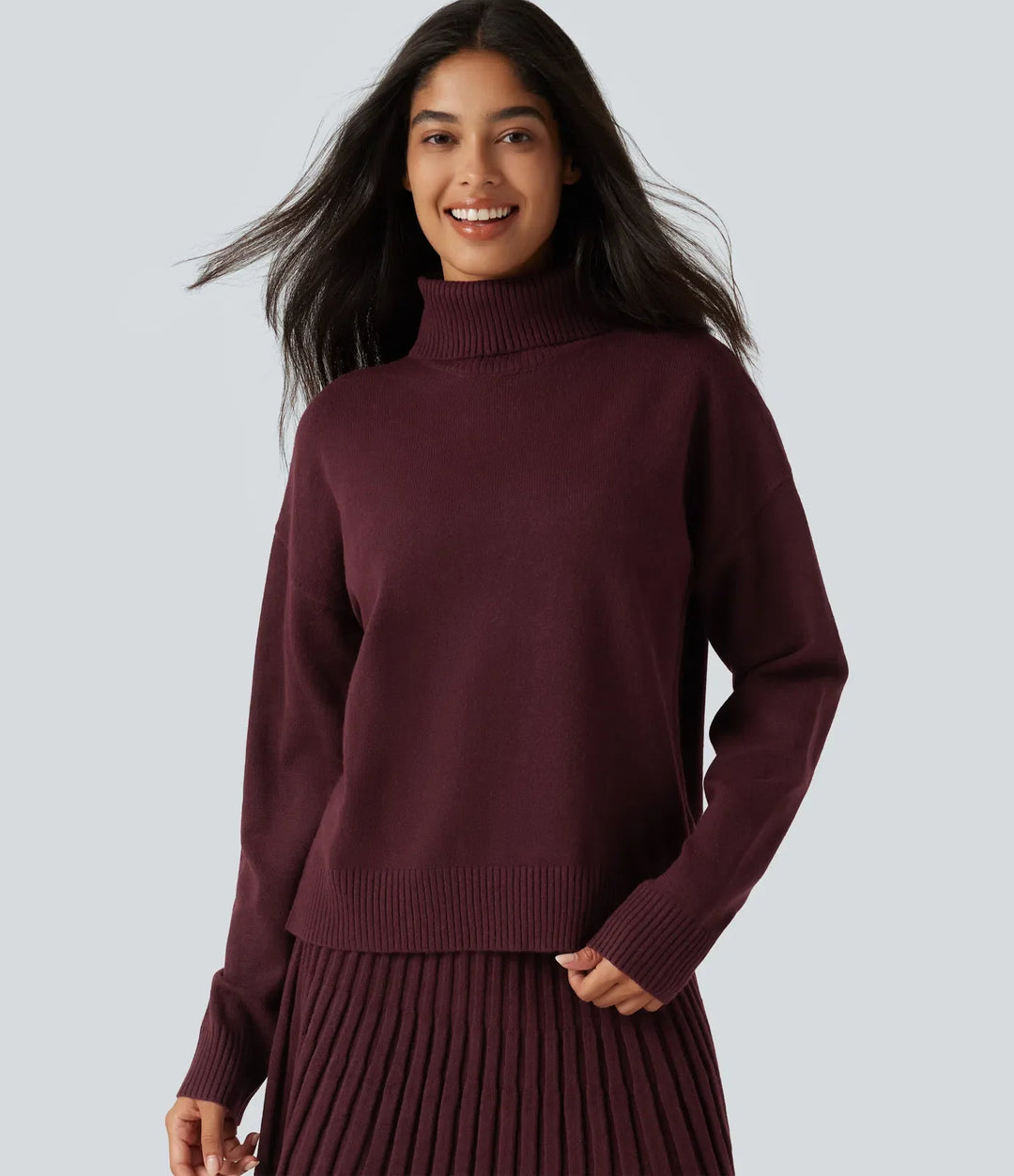 High Neck Long Sleeve Casual Jumper