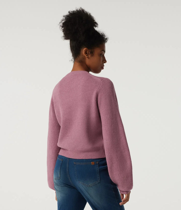 Round Neck Puff Long Sleeve Casual Jumper