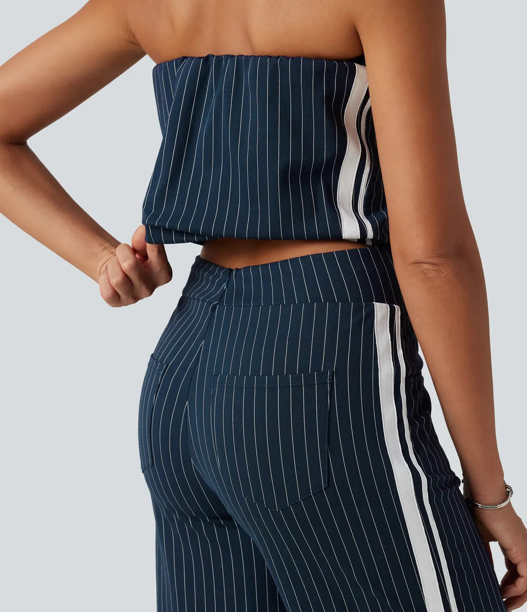 Tube Side Stripe InstantCool Straight Leg Casual Jumpsuit with Pockets-Easy Peezy Edition