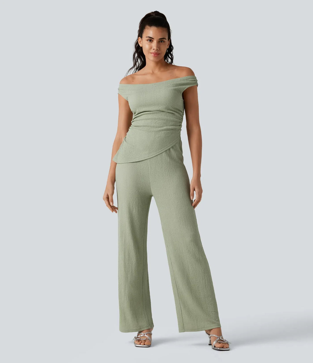Off Shoulder Built-in Bra Casual Jumpsuit-Easy Peezy Edition