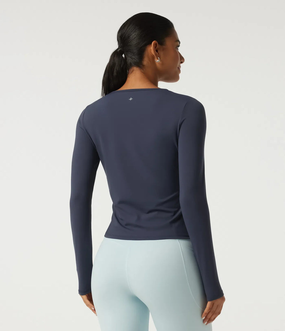 SoftlyZero Airy Round Neck Long Sleeve Ruched InstantCool Yoga Sports Top